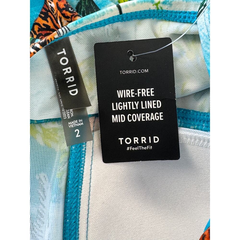 torrid Teal Tropical Print Skirted Swimdress - Picture 7 of 10